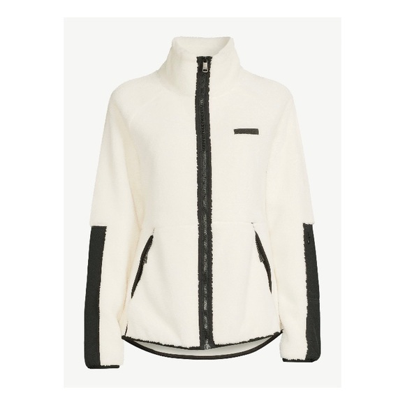 NEW Love & Sports Womens Black White Faux Sherpa Winter Jacket and Headband - Picture 8 of 12